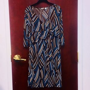 Patterned Wrap Style Dress